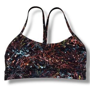 Lululemon Flow Y Bra Size 4 Floral Foliage Overlay Yoga Pilates Athleisure Fit